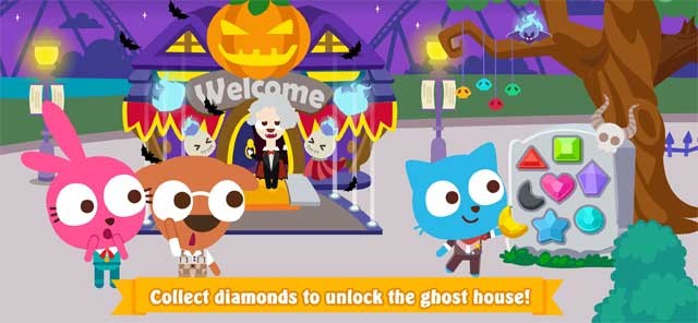 Thu thập kim cương để mở khóa ngôi nhà ma ám bí ẩn trong Papo Town Amusement Park