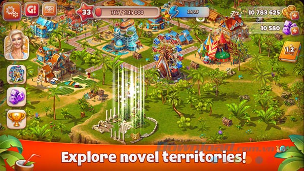 Giao diện game xây đảo Paradise Island 2