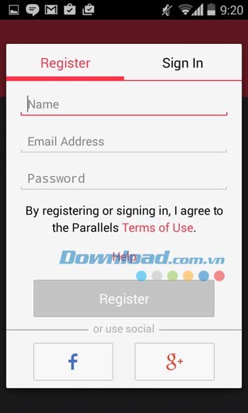 Tạo tài khoản đăng nhập Parallels Access l