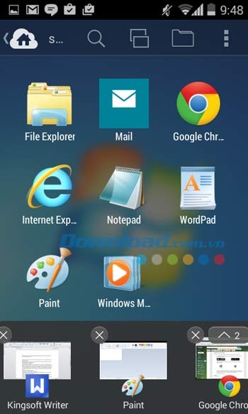 Parallels Access hiển thị các ứng dụng đang chạy trên máy tính