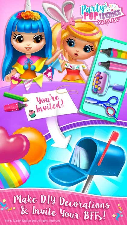 Tự cắt dán và trang trí thiệp mời trong Party Popteenies Surprise