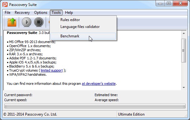 Giao diện Passcovery Suite