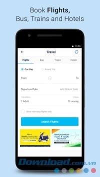 Đặt vé máy bay trực tuyến qua Paytm cho Android