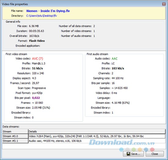 Thông tin về file video