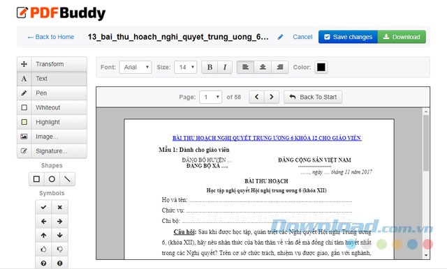 Chỉnh sửa PDF online