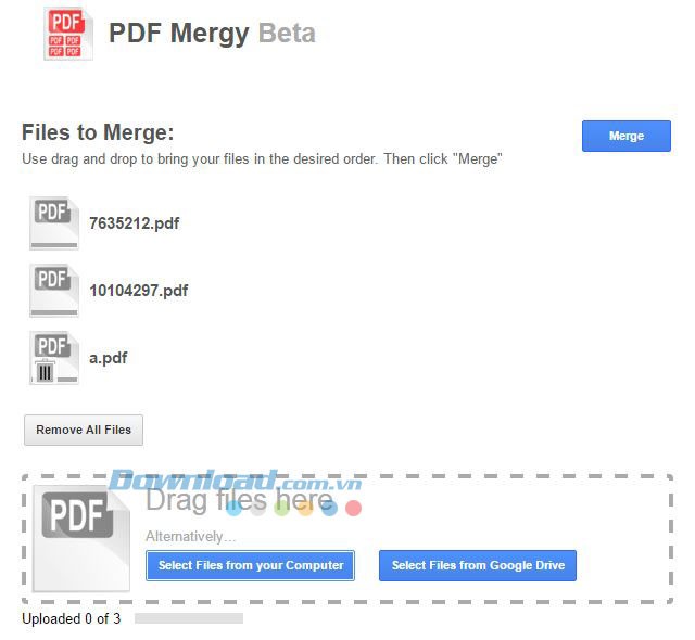 Tải file PDF cần nối