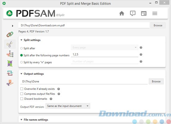 Chia nhỏ tập tin PDF