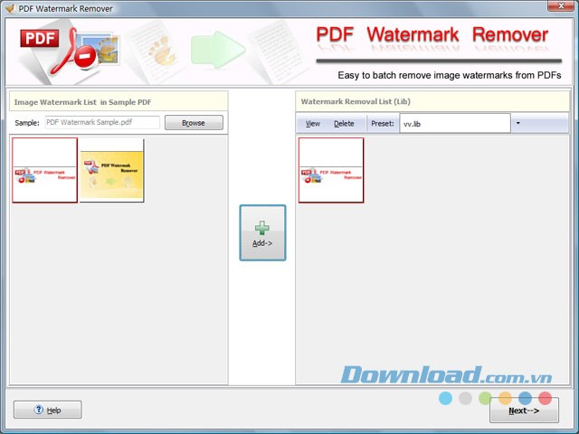 Giao diện chính của ứng dụng PDF Watermark Remover cho máy tính