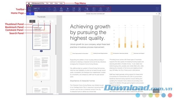 Giao diện chứa mọi tính năng có trên PDFelement 6 cho Mac