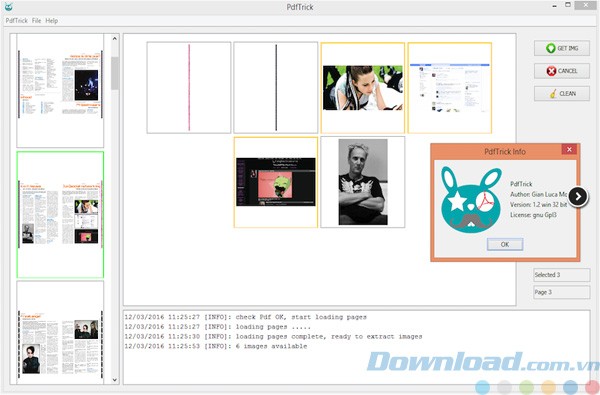 Giao diện phần mềm trích xuất ảnh từ PDF PdfTrick