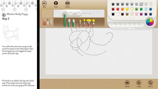 Thực hành với bút vẽ, bảng màu và nhiều công cụ khác