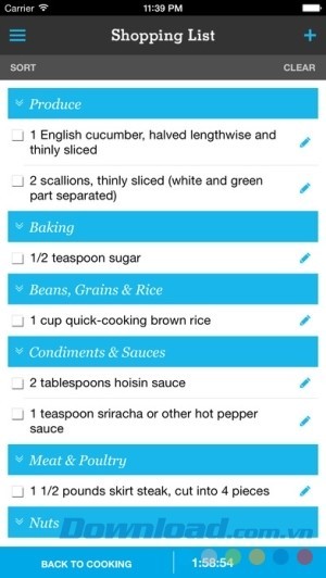 Pepperplate cho iOS hỗ trợ lập danh sách mua sắm