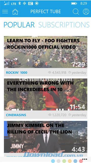 Các kênh YouTube đã đăng kí theo dõi