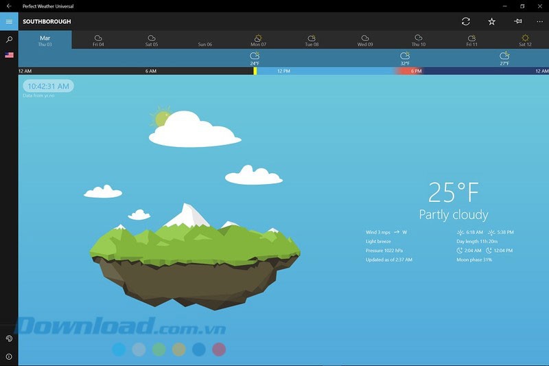Giao diện ứng dụng Perfect Weather Universal