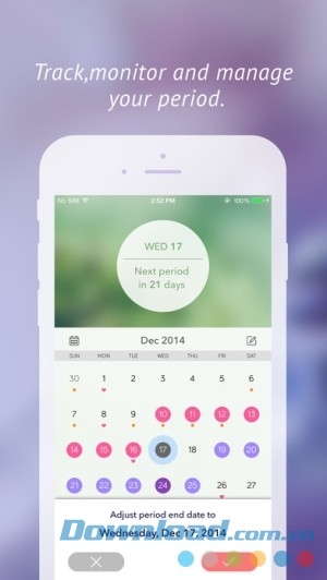 Period Tracker cho iOS quản lý chu kỳ hàng tháng