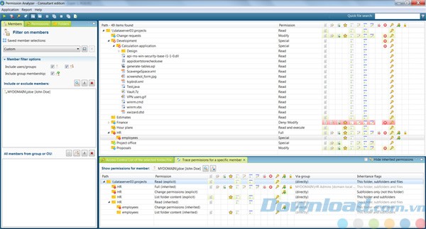 Giao diện của Permission Analyzer