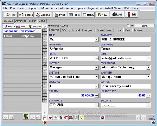 Personnel Organizer Deluxe