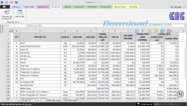 Phần mềm dự toán Escon