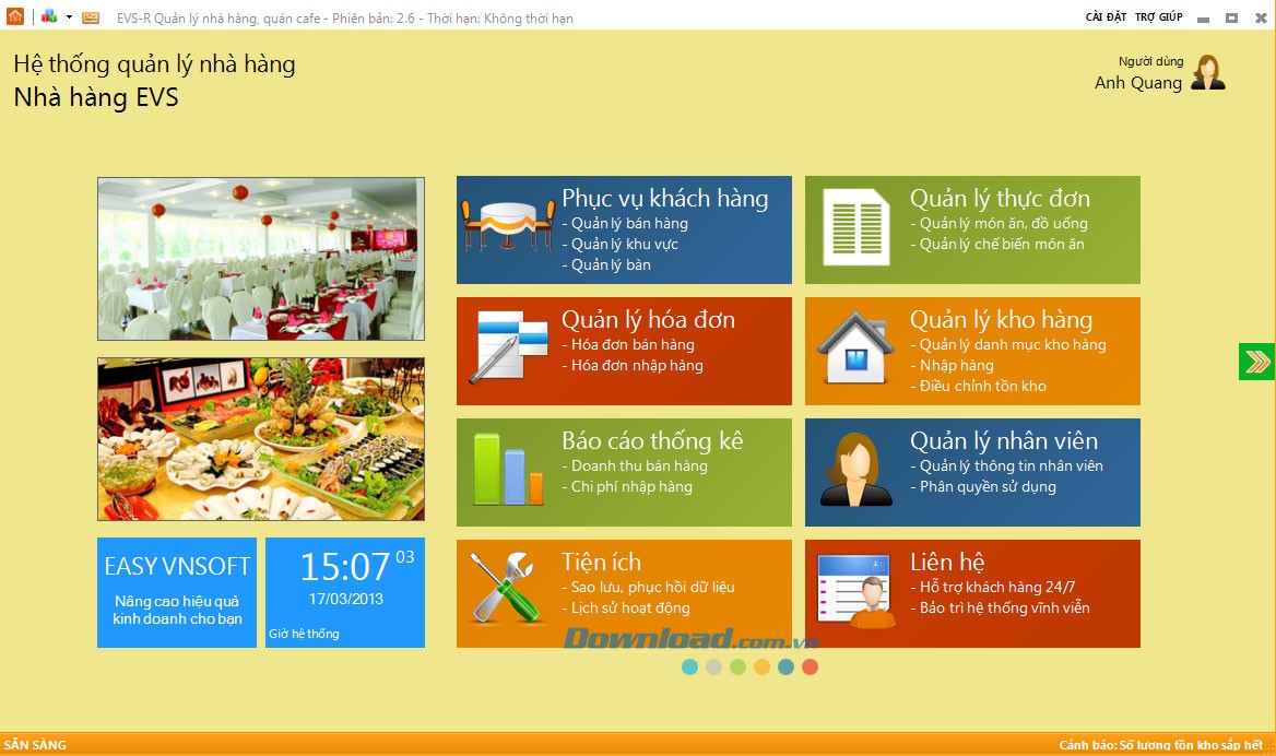 Phần mềm quản lý nhà hàng, quán cafe EVS-R