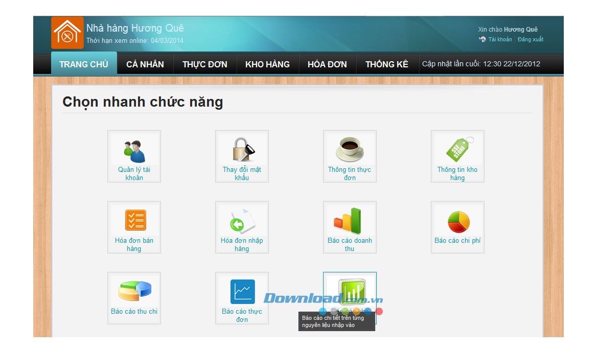 Phần mềm quản lý nhà hàng, quán cafe EVS-R