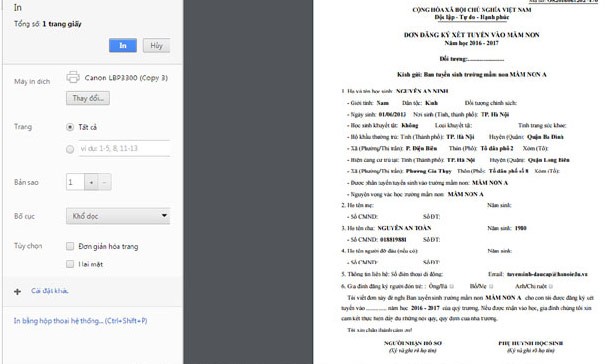 In phiếu