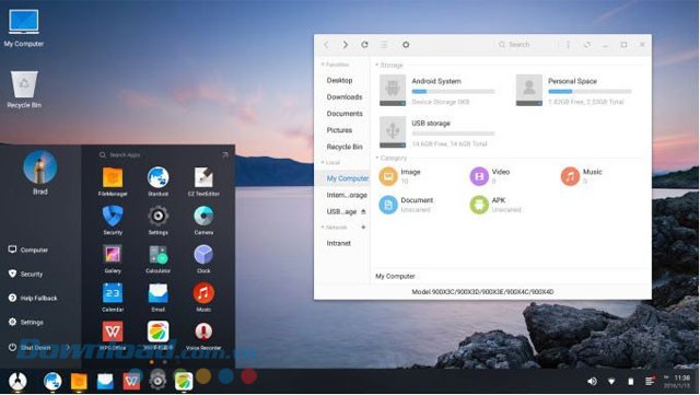 Hình ảnh Start Menu của Phoenix OS
