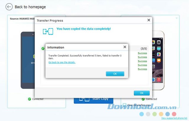 Giao diện phần mềm Phone Data Transfer cho Mac