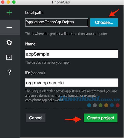 Thêm thông tin về project của bạn với PhoneGap