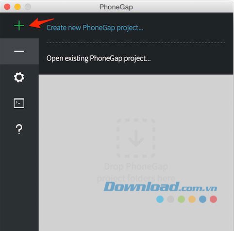 Tạo project mới trong PhoneGap