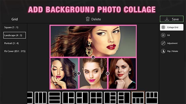 Photo Art Collage Maker tích hợp trình sửa ảnh đa chức năng