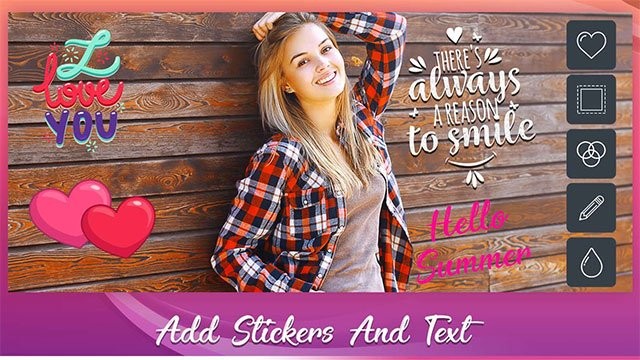 Trang trí ảnh bằng sticker và text