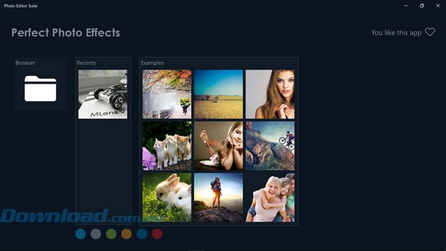 Menu chính đơn giản của ứng dụng