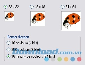 PhotoFiltre 7 hỗ trợ 3 kích thước icon