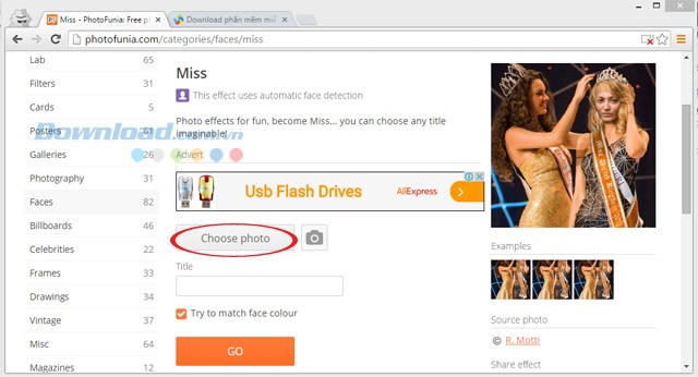 Chọn ảnh để thêm hiệu ứng