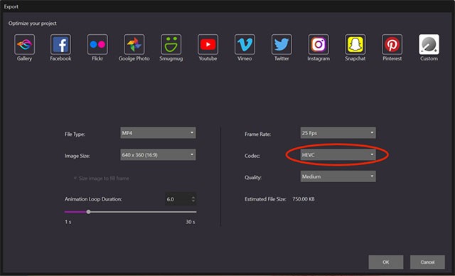 Cài đặt các tùy chọn trước khi chia sẻ ảnh động