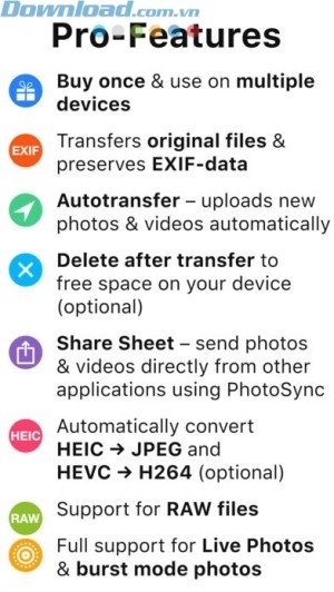 Các tính năng ở phiên bản cao cấp