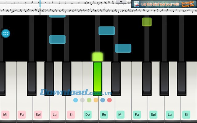 Piano Teacher hiển thị khuông nhạc