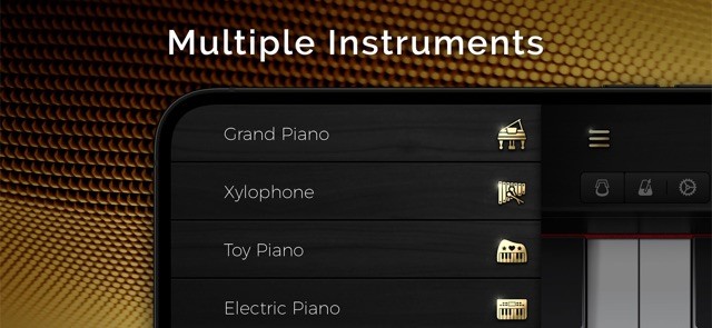 Ứng dụng Piano có rất nhiều nhạc cụ khác nhau cho bạn lựa chọn