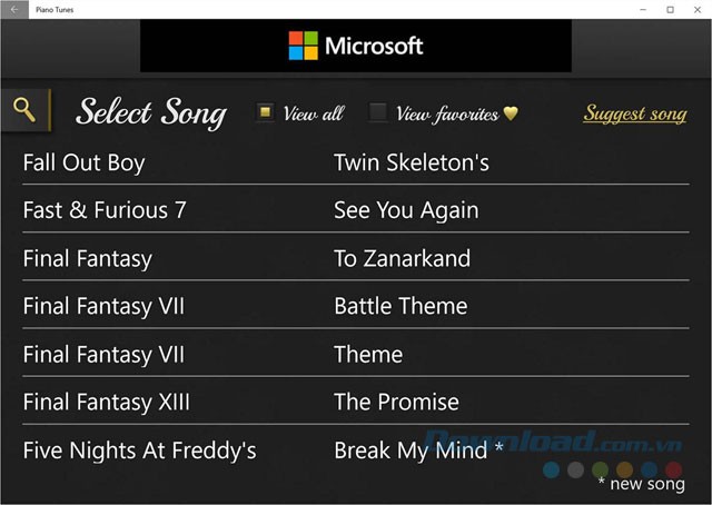 Danh sách bản nhạc
