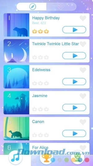 Tổng hợp các bài hát có trong Piano White Go! trên Android