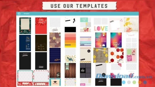 Sử dụng các mẫu có sẵn trong ứng dụng tạo ảnh cắt dán miễn phí Pic Collage cho máy tính và Windows Phone