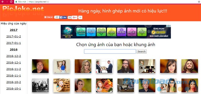 Giao diện chương trình sửa ảnh PicJoke