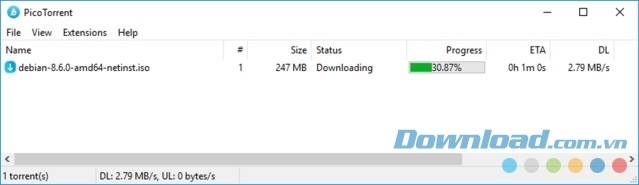 Phần mềm hỗ trợ tải file dung lượng lớn tuyệt vời PicoTorrent