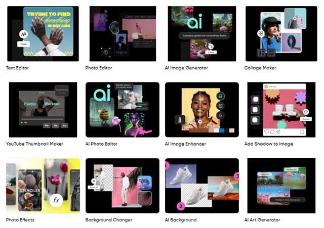 Pics Art Online có rất nhiều công cụ chỉnh sửa ảnh đa dạng để khám phá