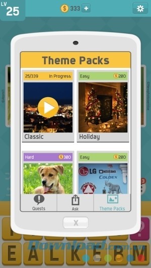 Gói chủ đề trong game Pictoword cho Android