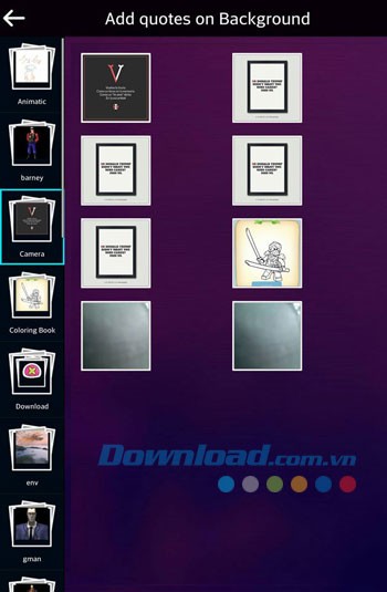 Giao diện khởi động của ứng dụng Picture Quotes
