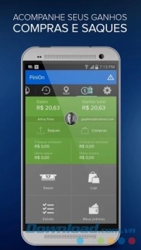 PiniOn cho Android hiển thị bảng so sánh thu nhập hàng tháng