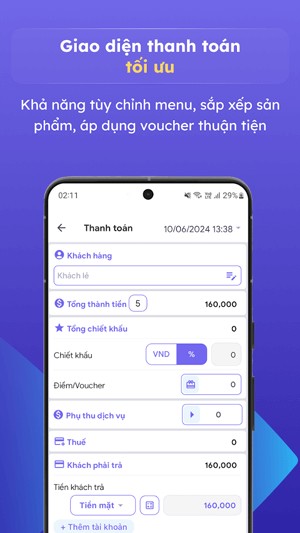 Tối ưu giao diện thanh tóan