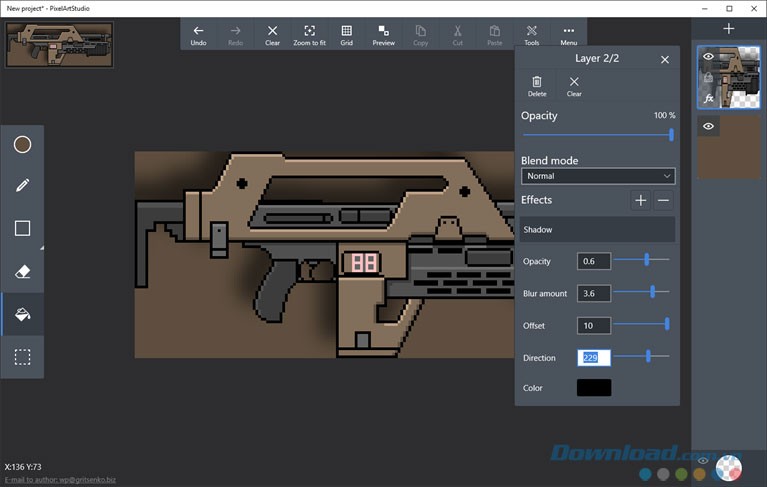 Các hiệu ứng cho lớp ảnh