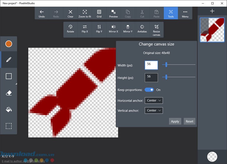 Thay đổi kích thước tranh vẽ